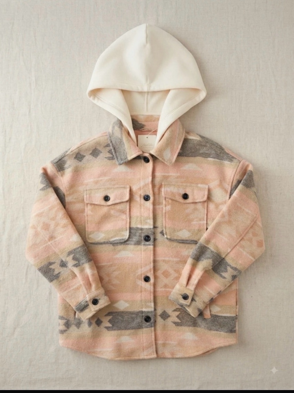 No Boundaries Size XXL (19) Southwestern Pattern Hooded Shacket